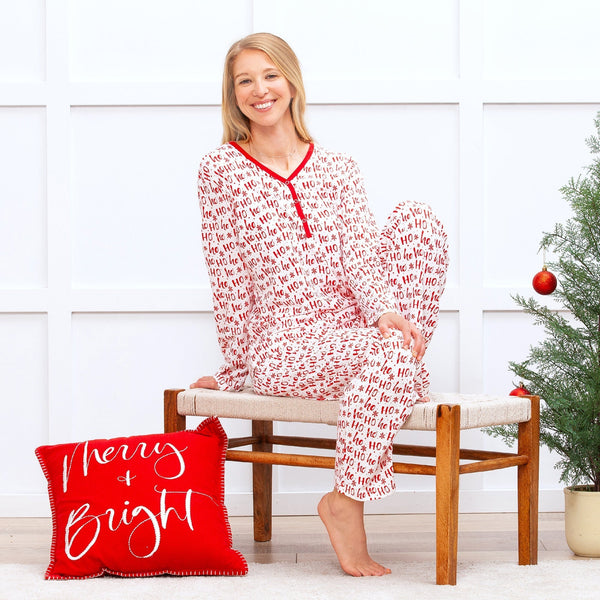 christmas-bamboo-womens-pajama-set-ho-ho-ho Tesa Babe - Sophia's StyleWomen's Loungewear-1